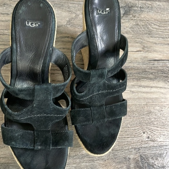 UGG Women’s Tawnie Black Suede Espadrille Platform Wedge Sandal, size 9 - Picture 8 of 9
